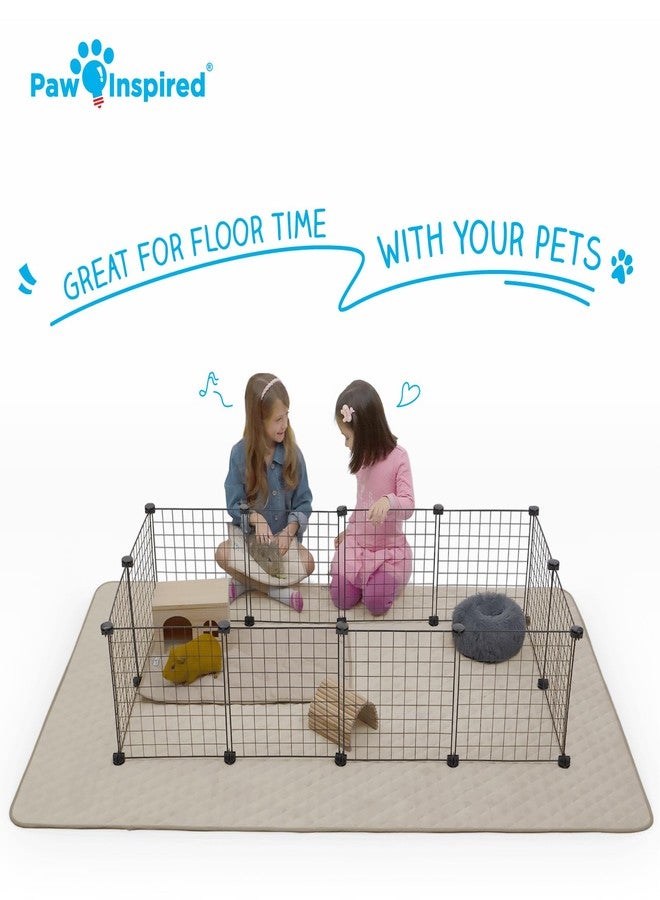 Paw Inspired Playpen Mat, Super Absorbent Fleece Cage Liner with Non-Slip Bottom, Waterproof Pet Play Pen Pad for Dogs, Rabbits, Guinea Pigs, Hamsters, Small Animals (Tan, 80x50 Inch Rectangular) - Image 3